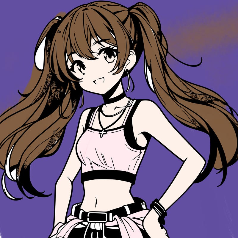 anime girl wearing crop top