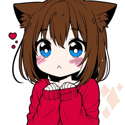 shy anime catgirl