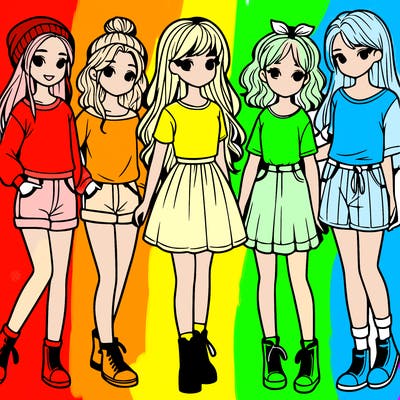 a group of five girls