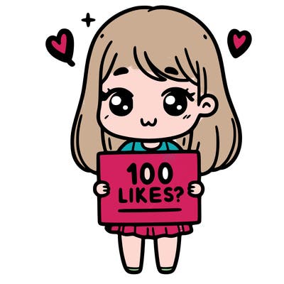 girl holding sign that says 100 likes?