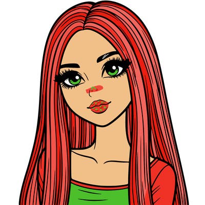 realistic girl with straight and long hair