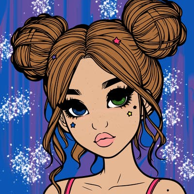 realistic girl with space buns