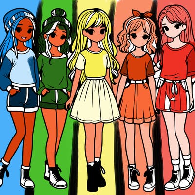 a group of five girls