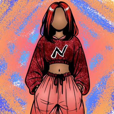 realistic girl faceless with baggy pants and a crop top