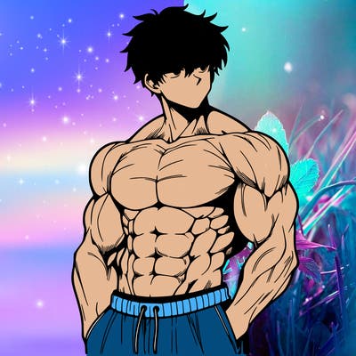 muscular anime boy