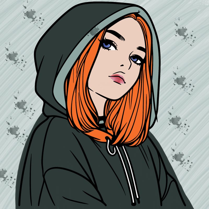 a realistic girl in a hoodie