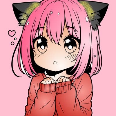 shy anime catgirl