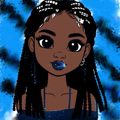 a realistic black girl with braids