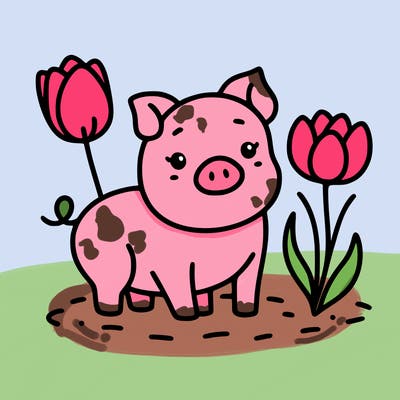 pig with a tulip.