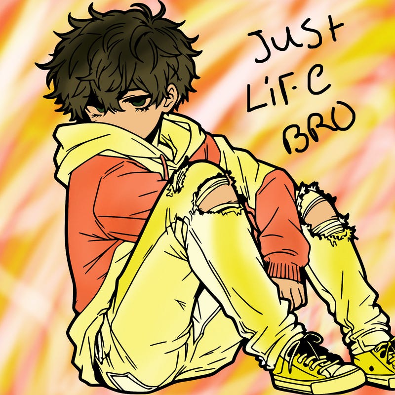 a male hoddie ripped jeans messy hair anime