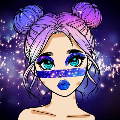 realistic girl with two buns on her head