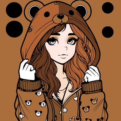 realistic girl in a animal pjs hoodie