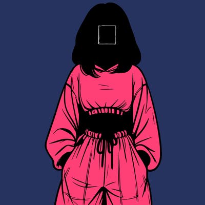 realistic girl faceless with baggy pants and a crop top