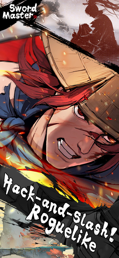 Sword Master-Wuxia Roguelike - Illustration en gros plan d'un guerrier aux cheveux roux du jeu Sword Master-Wuxia Roguelike