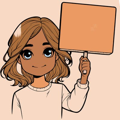 realistic girl holding up a sign