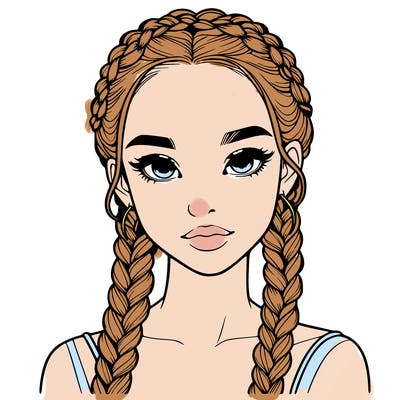 realistic girl with braids