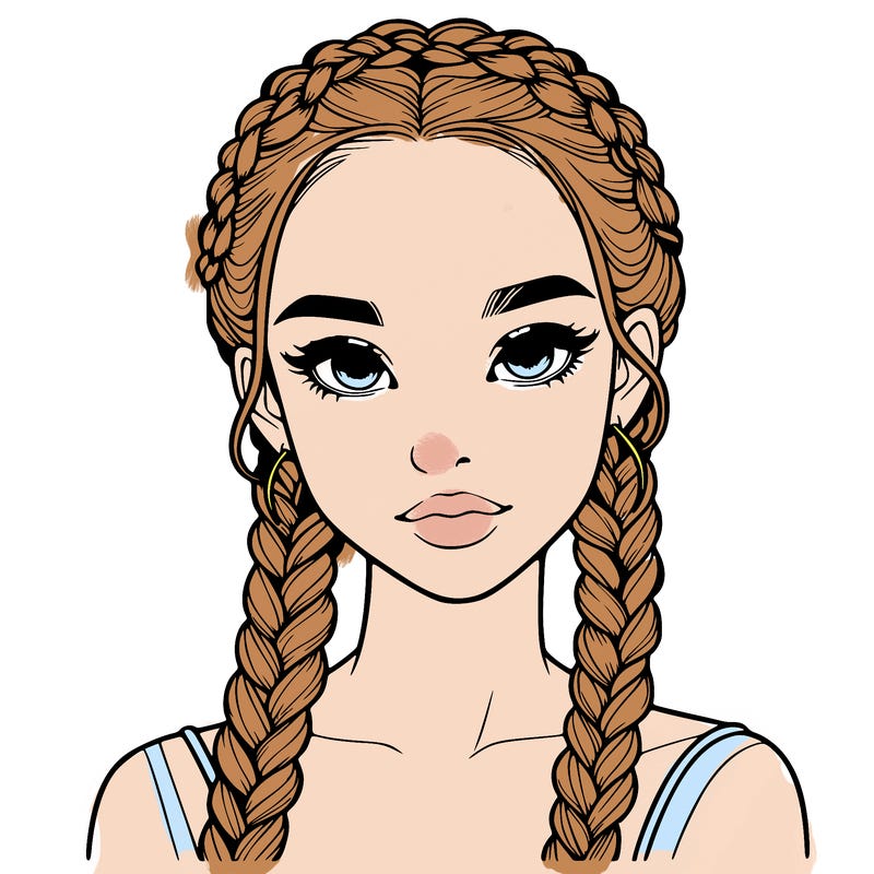 realistic girl with braids