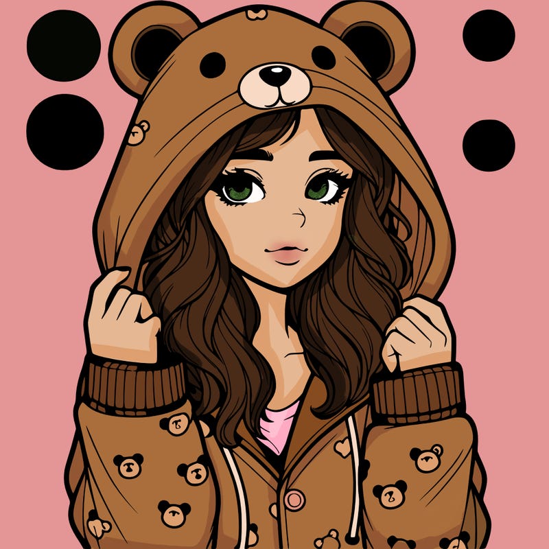 realistic girl in a animal pjs hoodie