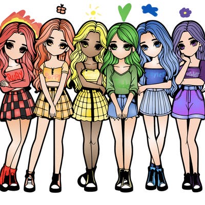 a group of girls realistic