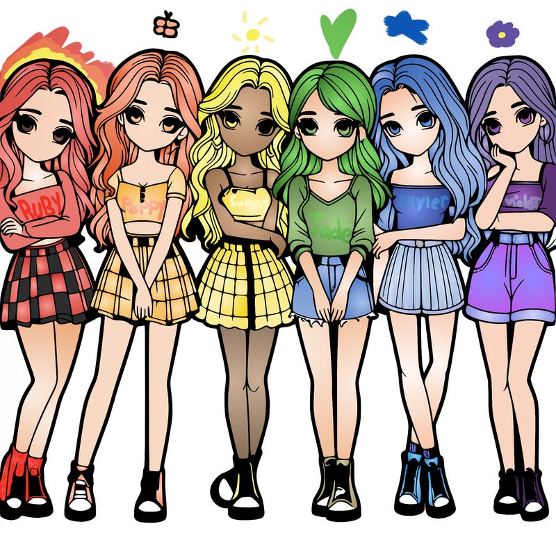 a group of girls realistic