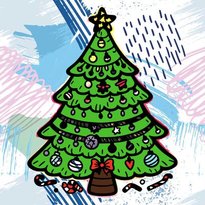 christmas tree with lots of details