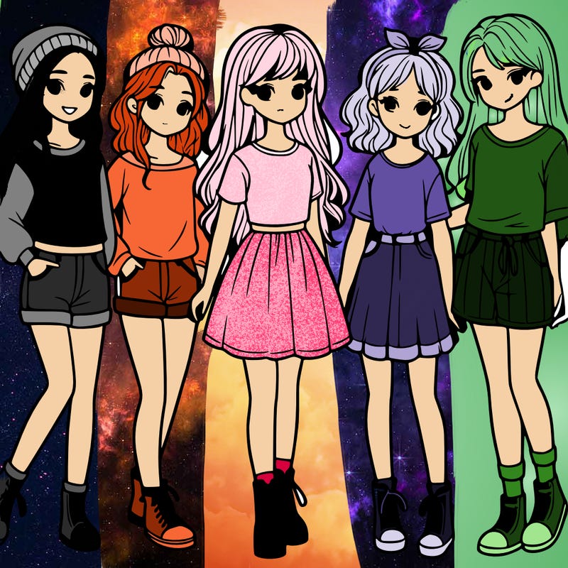 a group of five girls