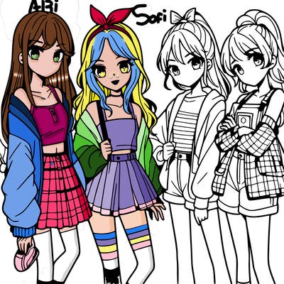 teen manga girls group of 4