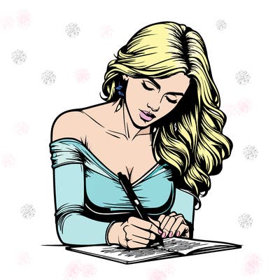 realistic female writing poetry