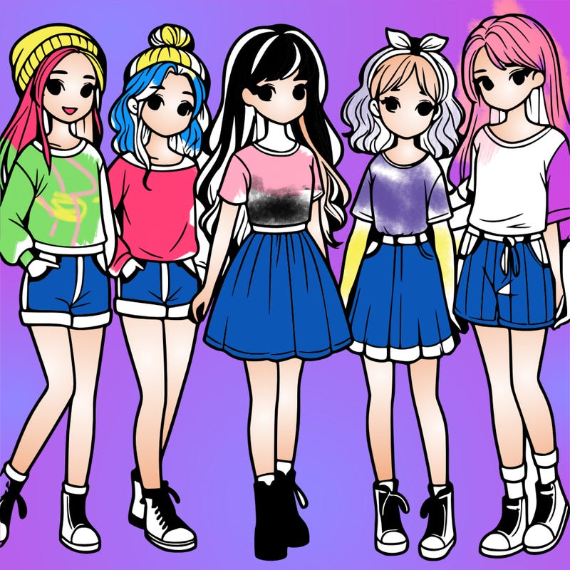 a group of five girls