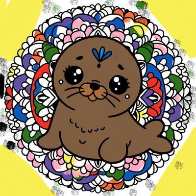 a cute baby seal mandala