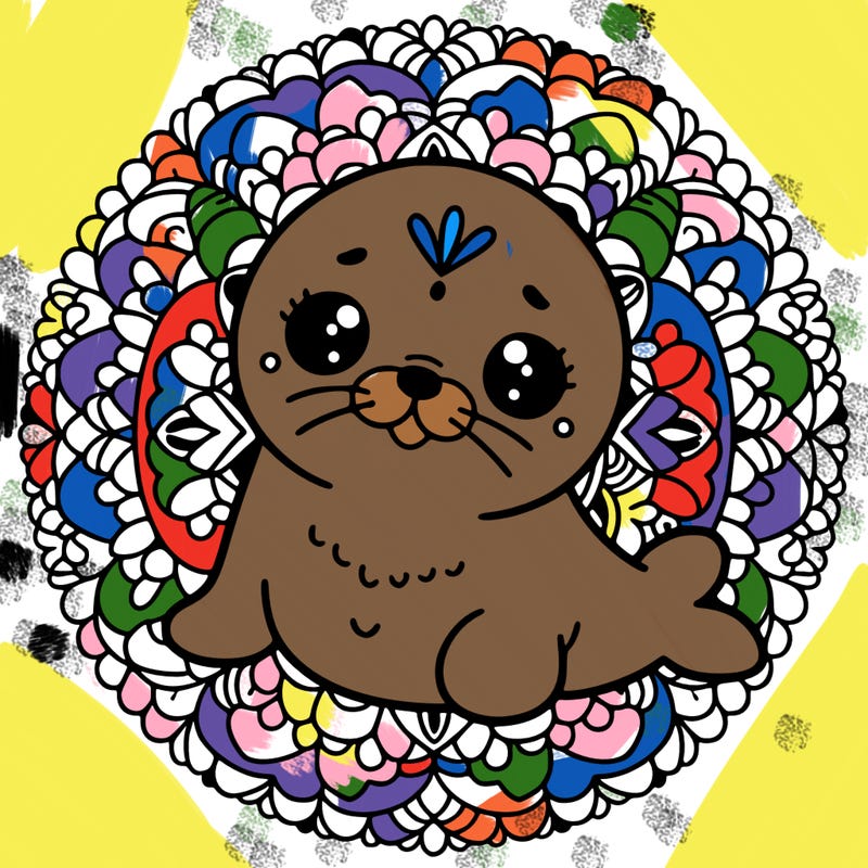 a cute baby seal mandala