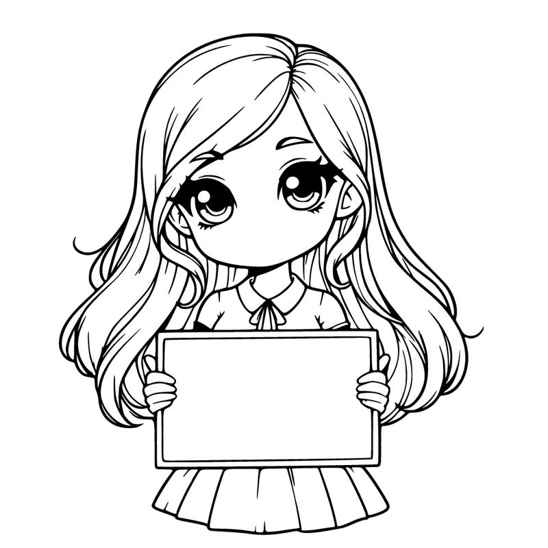 pretty realistic girl holding blank sign