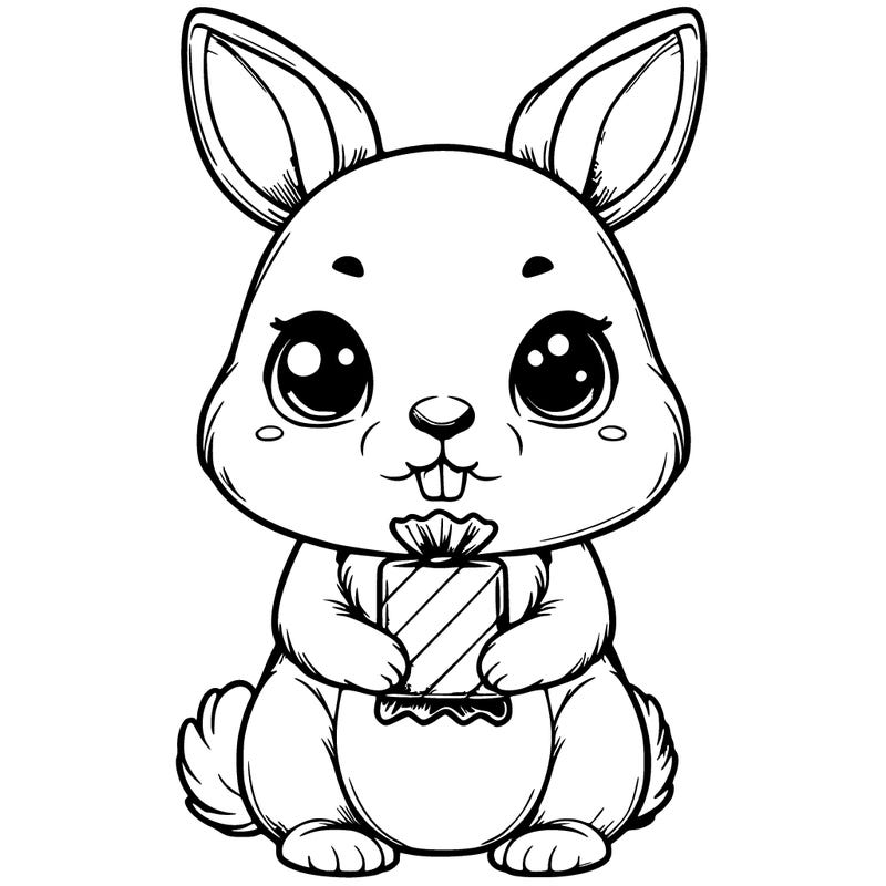 cute realistic bunny with a treat