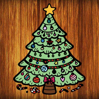 christmas tree with lots of details