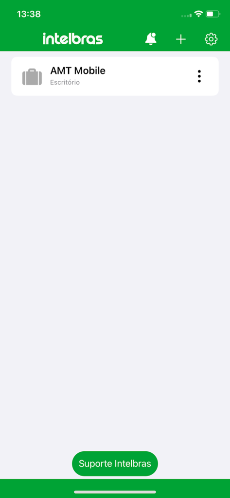 Pantalla de inicio de la aplicación AMT Mobile V3 que muestra el control de seguridad de la oficina
