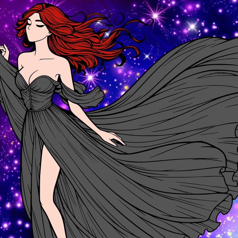 realistic woman in dress flowing the the wind