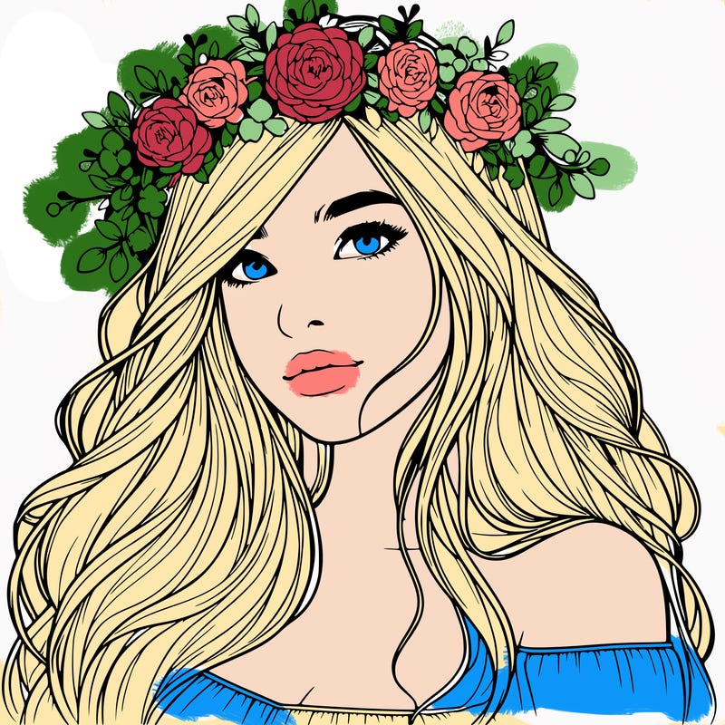 realistic girl with flower crown