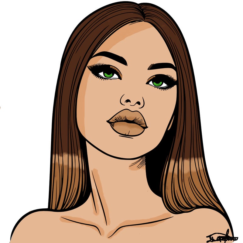 realistic woman with full lips
