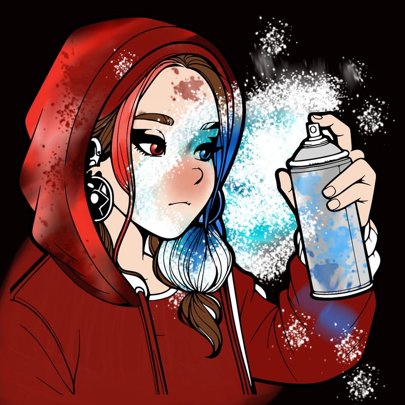a realistic girl, spray painting