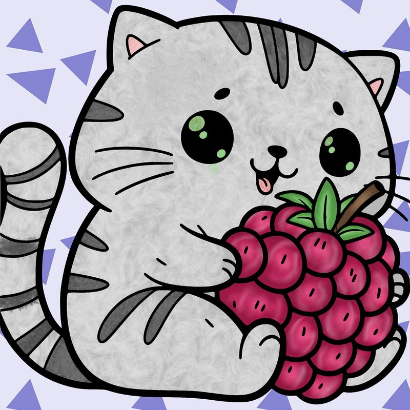 cat with blue raspberry