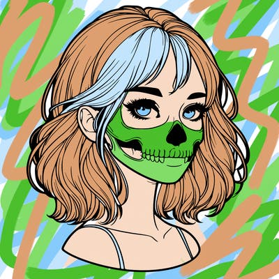 realistic girl with skull