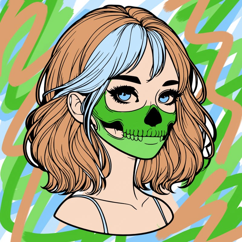 realistic girl with skull