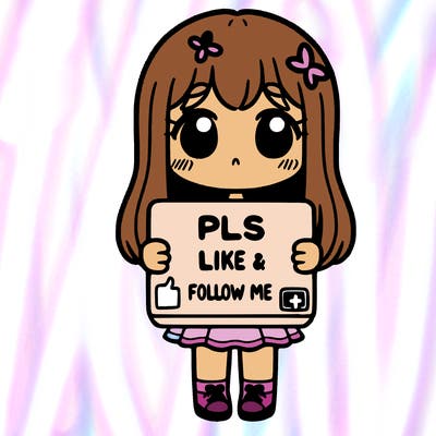 girl holding a sign that says pls like and follow me