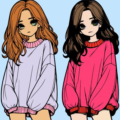 realistic girl with baggy sweater