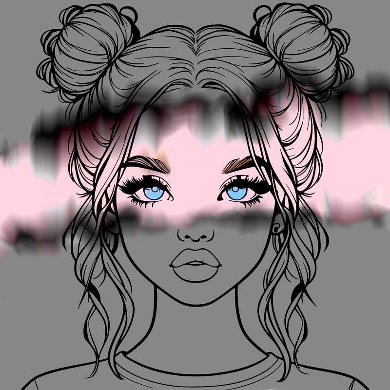 realistic girl with two buns in hair and lips