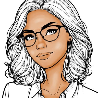 realistic woman with glasses