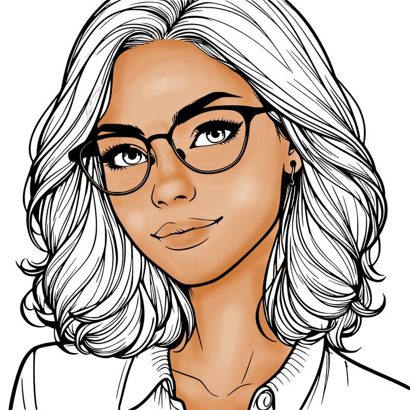 realistic woman with glasses
