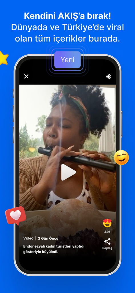 Onedio – İçerik, Haber, Test - Interfaz de la aplicación móvil Onedio que presenta un feed de videos virales y botones de interacción social.