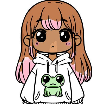 girl wearing frog sweatshirt