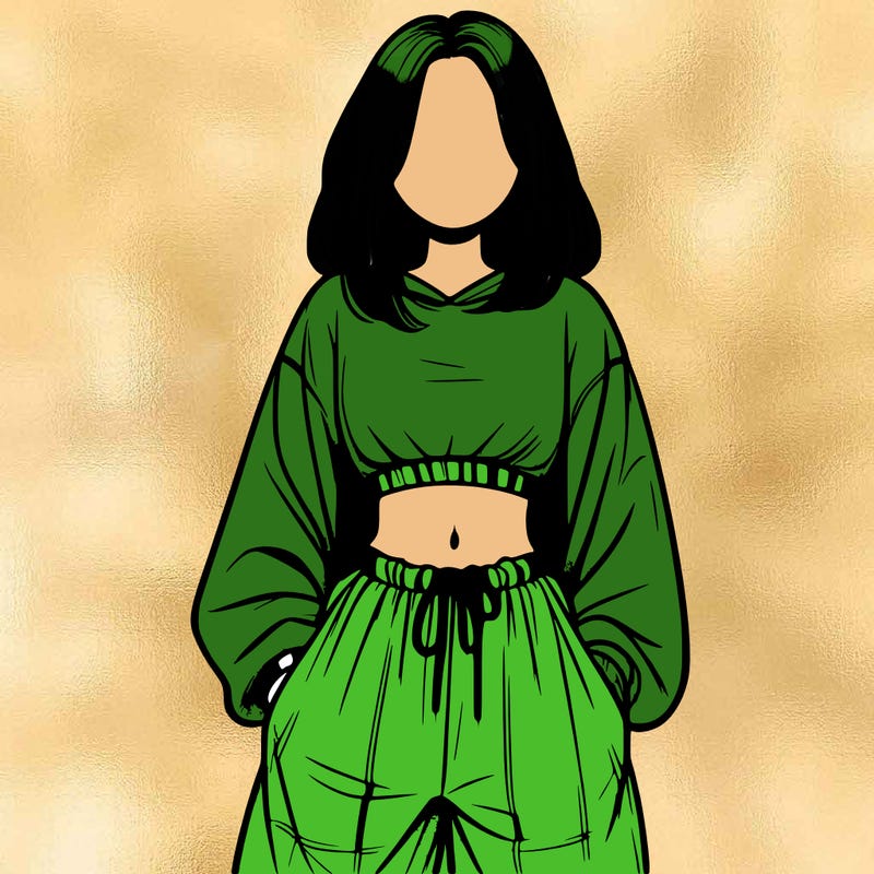 realistic girl faceless with baggy pants and a crop top